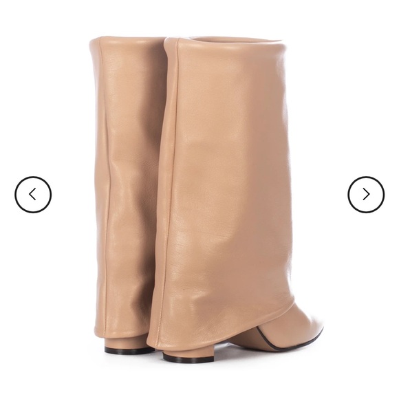 Revolve Toral Berta Booties in Sand Cream Leather Foldover Heeled Boots - Picture 3 of 14